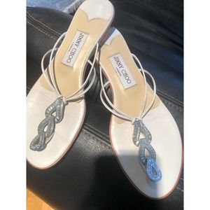 Jimmy Choo White Jeweled Sandal